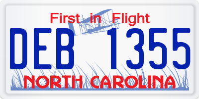 NC license plate DEB1355