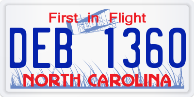 NC license plate DEB1360