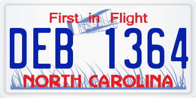 NC license plate DEB1364