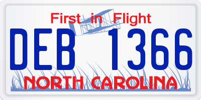 NC license plate DEB1366