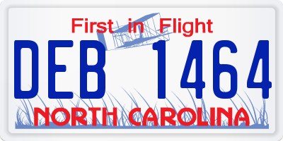 NC license plate DEB1464