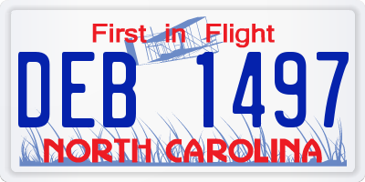 NC license plate DEB1497