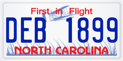 NC license plate DEB1899