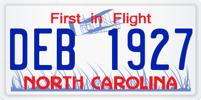 NC license plate DEB1927
