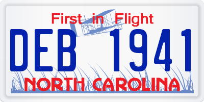 NC license plate DEB1941
