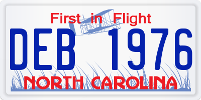 NC license plate DEB1976