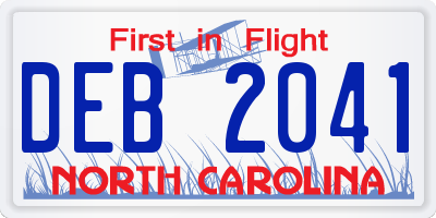NC license plate DEB2041