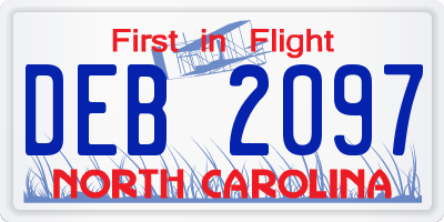 NC license plate DEB2097