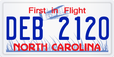 NC license plate DEB2120