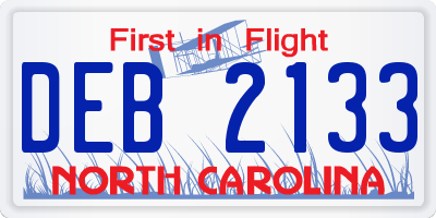 NC license plate DEB2133