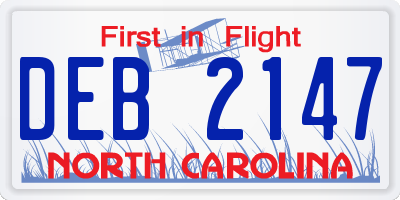 NC license plate DEB2147