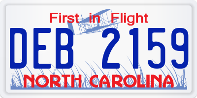 NC license plate DEB2159