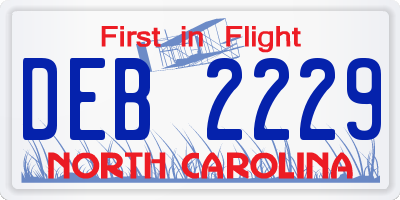 NC license plate DEB2229