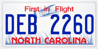 NC license plate DEB2260