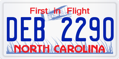 NC license plate DEB2290