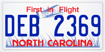NC license plate DEB2369