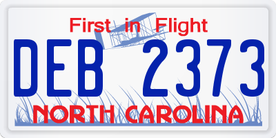 NC license plate DEB2373