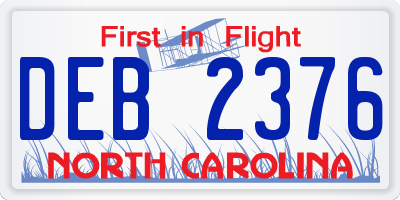 NC license plate DEB2376