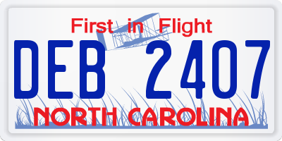NC license plate DEB2407