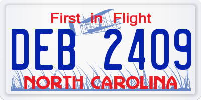NC license plate DEB2409
