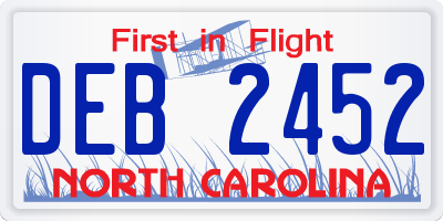 NC license plate DEB2452