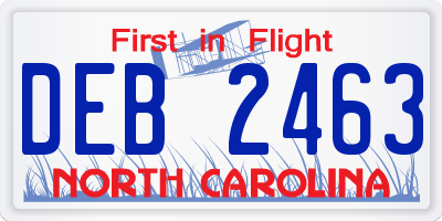 NC license plate DEB2463