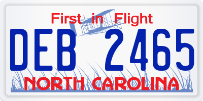 NC license plate DEB2465