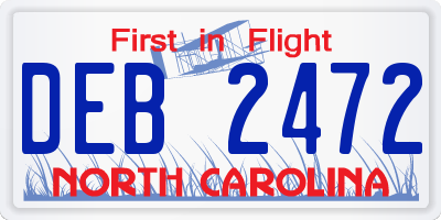 NC license plate DEB2472