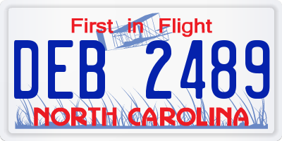 NC license plate DEB2489