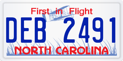 NC license plate DEB2491