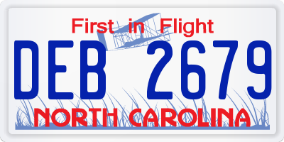 NC license plate DEB2679