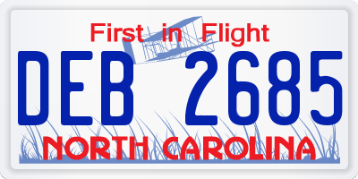 NC license plate DEB2685