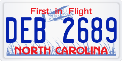 NC license plate DEB2689