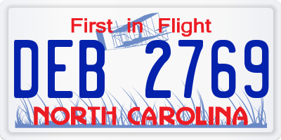 NC license plate DEB2769