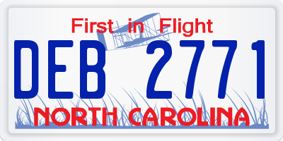 NC license plate DEB2771