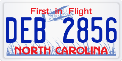 NC license plate DEB2856