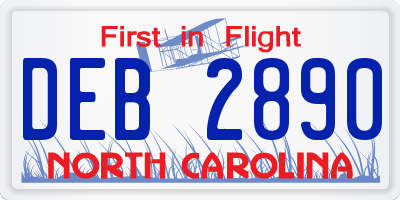 NC license plate DEB2890