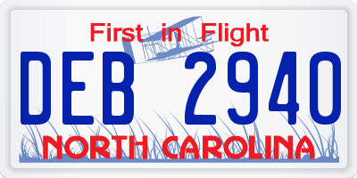 NC license plate DEB2940