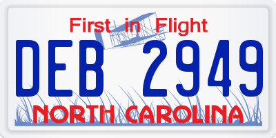 NC license plate DEB2949