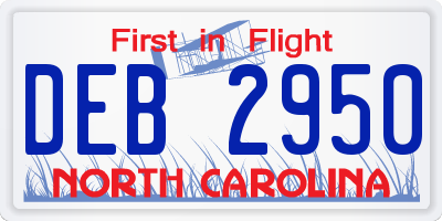 NC license plate DEB2950