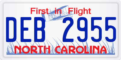 NC license plate DEB2955