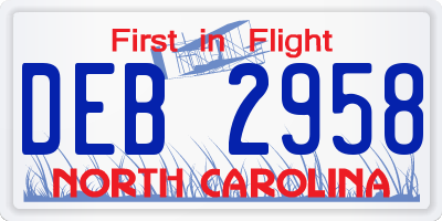 NC license plate DEB2958