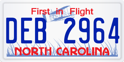 NC license plate DEB2964