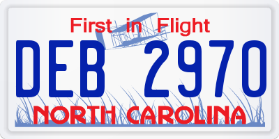 NC license plate DEB2970