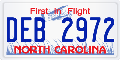 NC license plate DEB2972