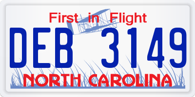 NC license plate DEB3149