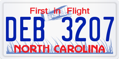 NC license plate DEB3207