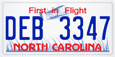 NC license plate DEB3347