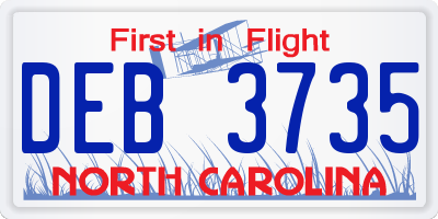 NC license plate DEB3735