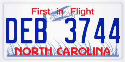 NC license plate DEB3744